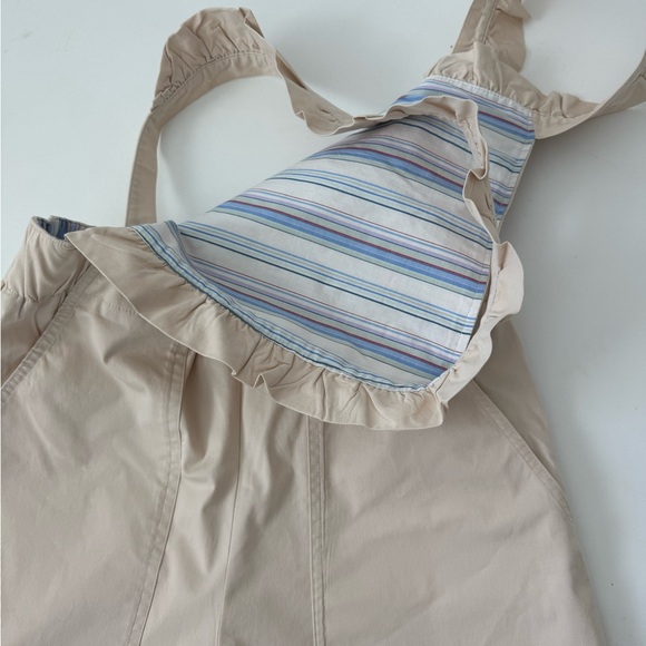 Maeve Anthropologie Ruffle Overalls Jumpsuit Beige Wide Leg Size Small cream - Picture 9 of 11